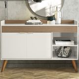 Balcao Aparador Buffet 120 Cm Off White Cristal Ripado Madeira Dmad