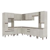 Cozinha De Canto Modulada Completa New 233/311x214 Cm Balcão Tampo Armário Mdp Legno - Clicklar