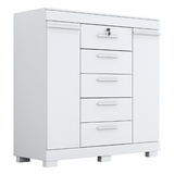 Cômoda 2 Portas 5 Gavetas Diana Acp Móveis Branco 100% Mdf