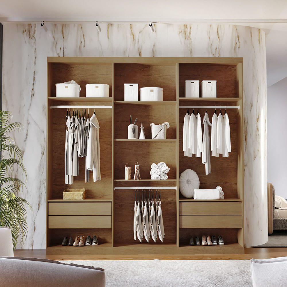 Closet Casal Encanto 4 Gavetas 5 Prateleiras Mdf Rufato