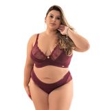 Conjunto Imi Lingerie Sem Bojo Em Microfibra E Renda Plus Size Betânia