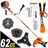 Roçadeira Lateral Profissional À Gasolina Vulcan Vr620h 2t 62cc 3hp 10500rpm Com Carretel De Nylon, Faca De 3 Pontas E Kit Ferramentas + Faca 8 Ponta