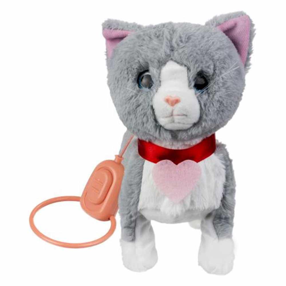 Pelucia Interativa Playfull Pets Passeio Divertido Gatinho Cinza Toyng