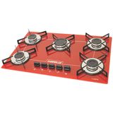 Fogão Cooktop 5 Bocas Chamalux Tripla Chama Vermelho Bivolt