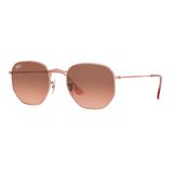 Ray-Ban HEXAGONAL RB3548NL 9069A5 Cobre Lente Rosa Degradê Marrom Tam 54