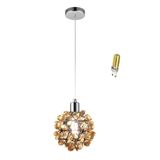 Lustre Pendente Cristal Ambar 11cm Com Lâmpada