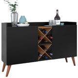 Aparador Buffet Balcão Zanzini Max 2 Portas Com Adega - Natura/preto