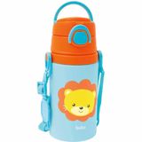 Garrafinha Infantil Aluminio Com Canudo 400ml Animal Fun Leao Buba