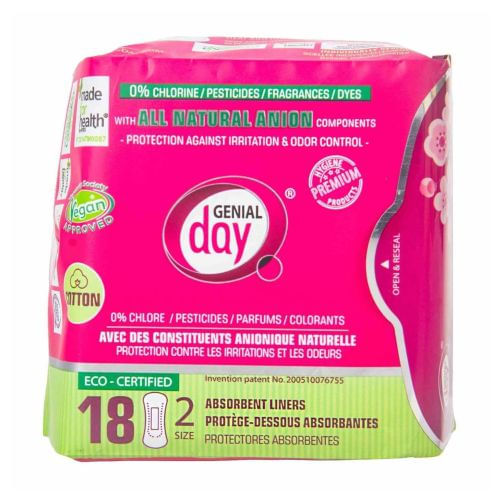 Absorvente De Tira Aniônica De Forro Feminino 18 Unidades Da Genial Day (pacote Com 4)