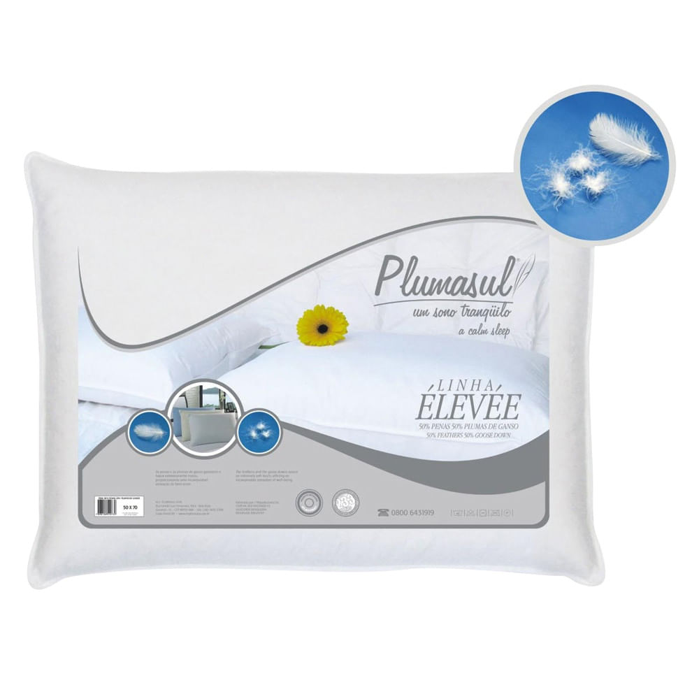 Travesseiro Plumasul Com Penas E Plumas De Ganso 50 X 70 Cm