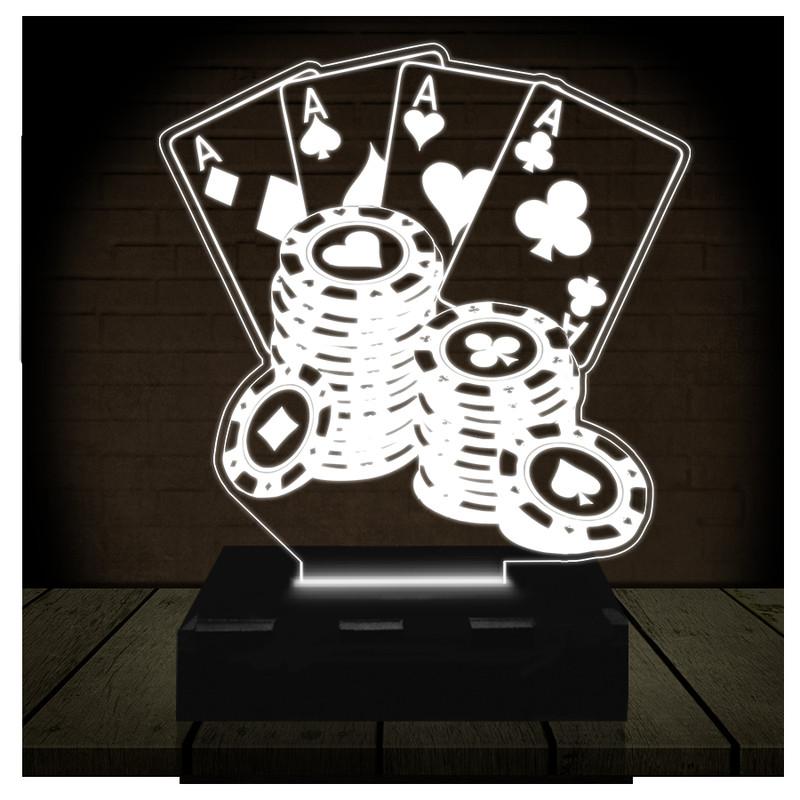 Luminária Led 3d | Poker Baralho Cartas | Abajur  2