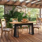 Mesa De Jantar Retangular Lanna Com 6 Cadeiras Luci D01 Freijó/preto/liso - Mpozenato