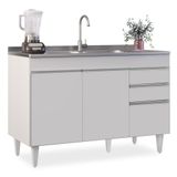 Balcão Gabinete 120cm 3 Portas 2 Gavetas Michigan Branco - Lumil
