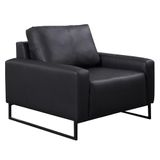 Poltrona Decorativa Base Metal Dallas Couro Preto - Arte Sala