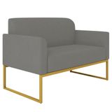 Poltrona Namoradeira 2 Lugares Base Industrial Dourada Maressa S08 Suede Grafite - Ibiza