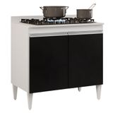 Balcão Para Cooktop 80cm 2 Portas Flórida Branco/preto - Lumil Móveis