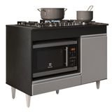 Balcão Multiuso Para Cooktop 4 Bocas Georgia Preto/cinza - Lumil Móveis