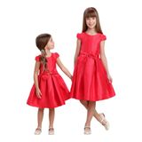 Vestido Infantil Vermelho Charm Of Flowers Petit Cherie