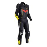 Macacão Moto 2 Peças Pista Couro Motociclista Esportivo Texx - L - Preto, Amarelo E Vermelho