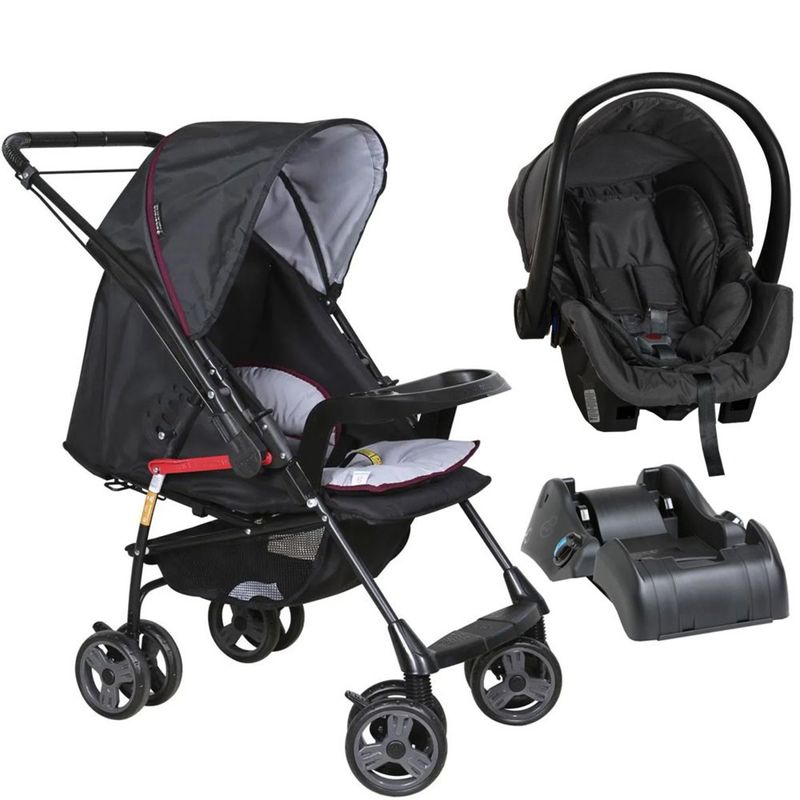 Kit Carrinho Milano Ll Reversivel Preto 1016ppr Bebe Conforto Cocoon Preto 8181bl Base Preta Drc Galzerano Carrefour