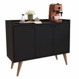 Aparador Buffet Retrô 3 Portas Wood Prime - Preto Fosco - RPM Móveis