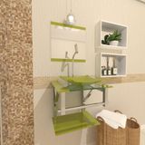 Combo Gabinete de Vidro Armênia 40cm Inox + Torneira Verde Oliva Ekasa