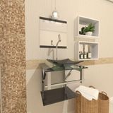 Combo Gabinete de Vidro Armênia 40cm Inox + Torneira Preto Ekasa