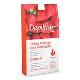 Folhas Prontas Corporal Para Depilação Depilflax Morango Com 20 Unidades