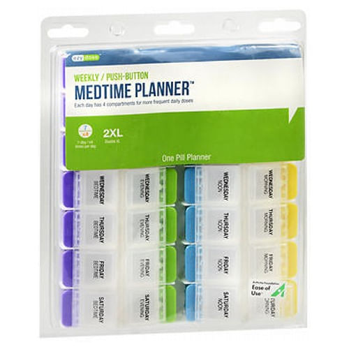 Ezy Dose Push Button 7 Dias Medtime Planner Extra Grande 1 Cada Por Ezy Dose (pacote Com 2)