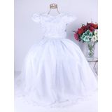 Vestido Infantil Branco Longo Batizado Casamento Festa Luxo