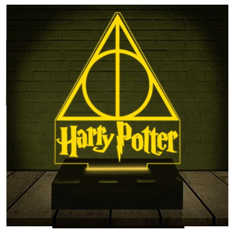 Luminária Led 3d Harry Potter Hp Relíquias Da Morte Abajur