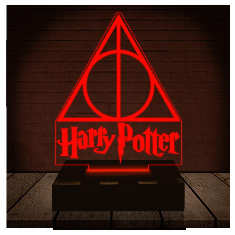 Luminária Led 3d Harry Potter Hp Relíquias Da Morte Abajur