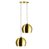 Lustre Pendente Aluminio Bola Duplo 15cm Dourado