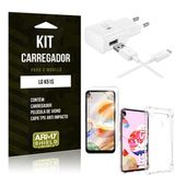 Kit Carregador LG K51s Tipo C + Capa Antishock + Película de Vidro - ArmyShield