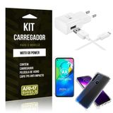 Kit Carregador Moto G8 Power Tipo C + Capa Antishock + Película de Vidro - ArmyShield