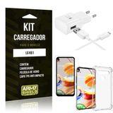 Kit Carregador LG K61 Tipo C + Capa Antishock + Película de Vidro - ArmyShield