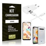 Kit Carregador LG K41s Tipo C + Capa Antishock + Película de Vidro - ArmyShield