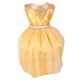 Vestido Infantil Amarelo Daminha Casamento Princesa Bela E A Fera Festa Luxo