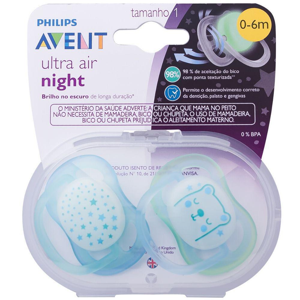 Chupeta Ultra Air Dupla Night Time 0-6 Meses Menino - Avent