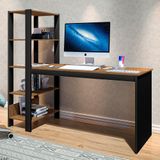 Mesa Industrial para Escritório Simet Preto e Canela