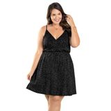 Vestido Feminino Acinturado Alças Transpassado Plus Size Poá