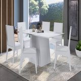 Conjunto Mesa Com Base e 6 Cadeiras MDF Branco Lilies Móveis