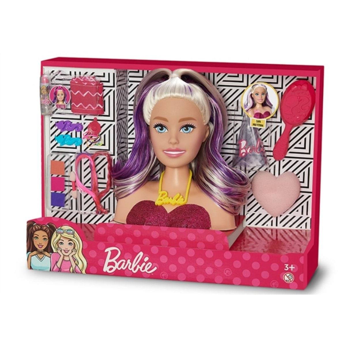 Busto Barbie Styling Faces Maquiagem e Acessorios Pupee Carrefour