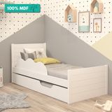 Cama Bibox Solteiro Protetor Lateral 100% Mdf Elza Cimol Branco