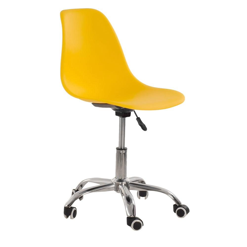 Cadeira Com Rodízios Eames Office - Escritório - Amarelo