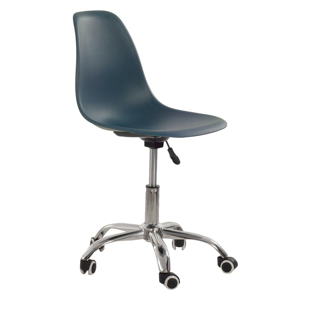 Cadeira Com Rodízios Eames Office - Escritório - Azul Petróleo