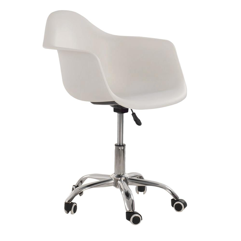 Cadeira Com Rodízios Eames Office Com Apoio De Braços - Escritório - Branco