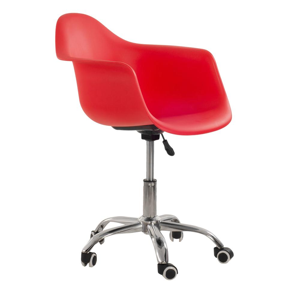 Cadeira Com Rodízios Eames Office Com Apoio De Braços - Escritório - Vermelho