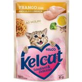 Ração Úmida Sabor Frango Brócolis e Linhaça Kelcat Sachê 85 g