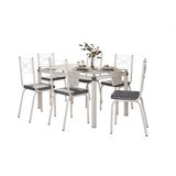 Jogo de Mesa Malva Branco 140cm com 6 Cadeiras 119 Branco/Platina - Artefamol